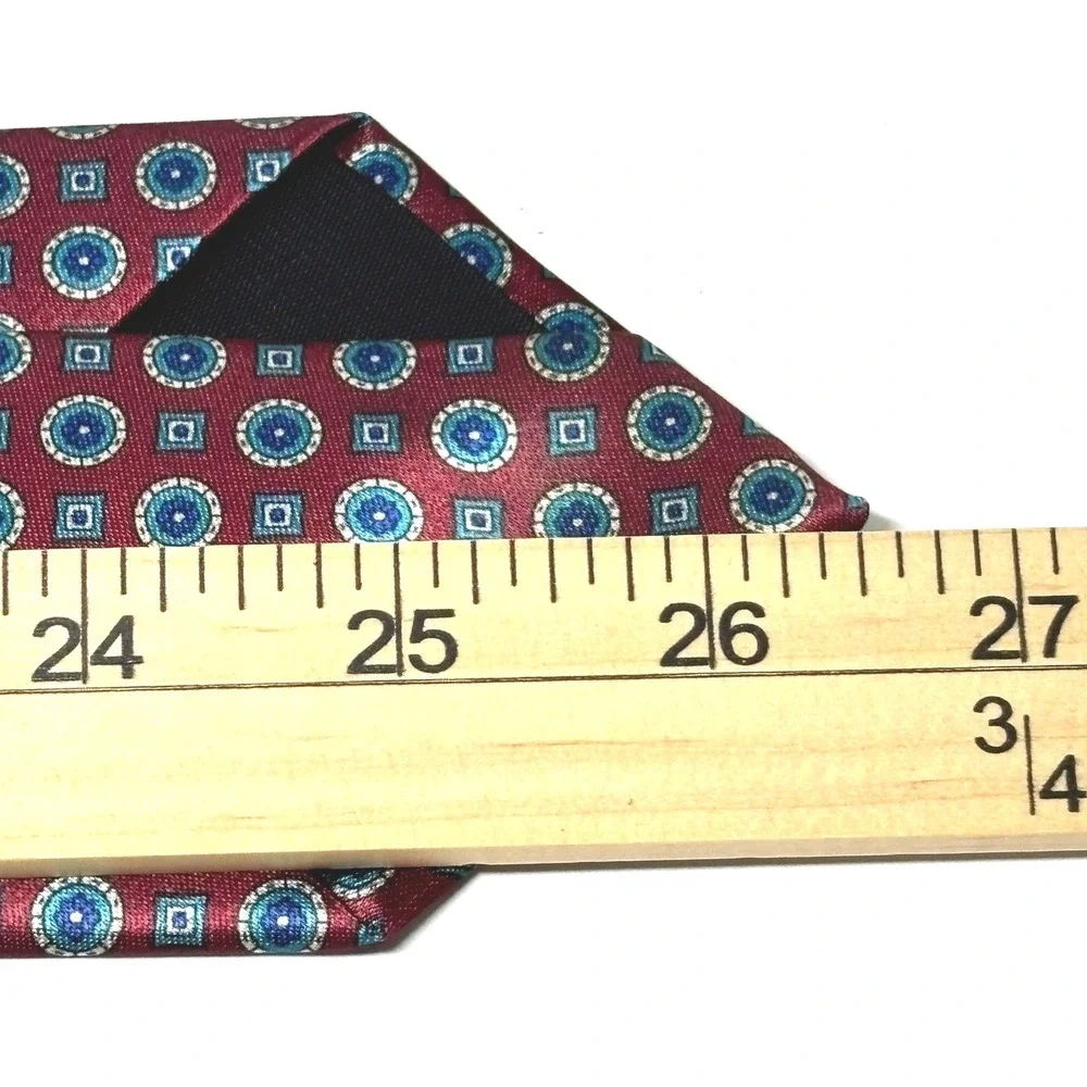 Etienne Aigner Tie Mens OS Burgundy Blue Geometric Medallion Vintage‎ Preppy